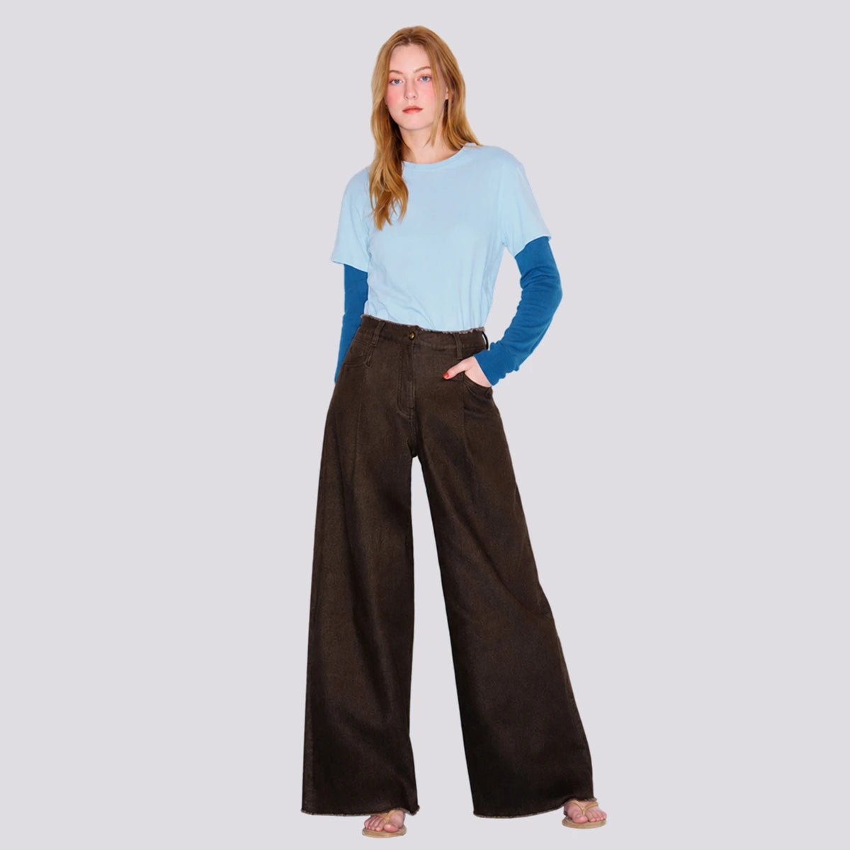 DEVEROTTA Dodo Bird Stitch Fringe Wide-Leg Denim Pants