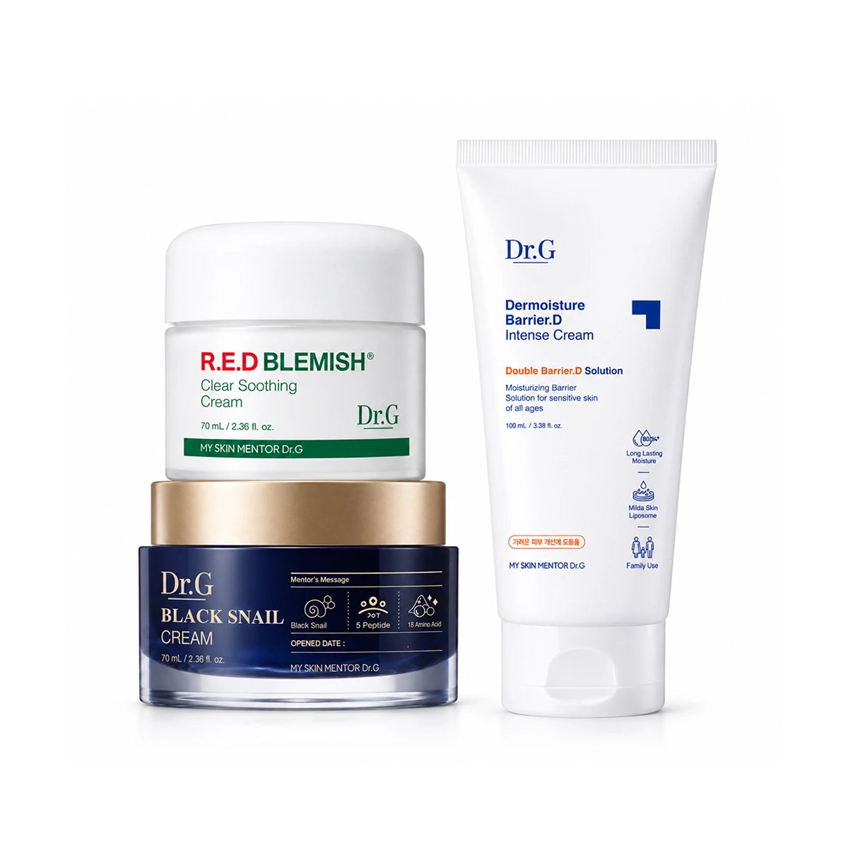Dr.G Best Cream Set (Black Snail + Red Blemish Cream + Barrier D Cream)