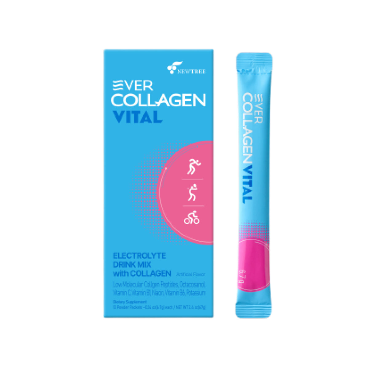 Ever Collagen Vital Electrolytes Drink Mix with Collagen, 6.7g x 10 Sticks