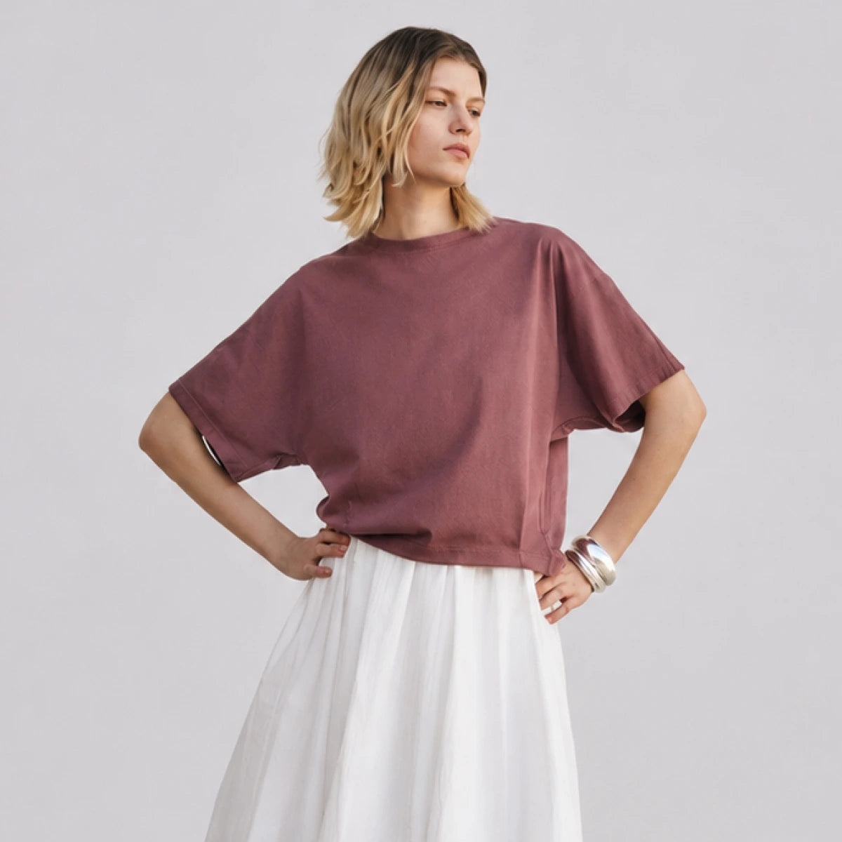 LENEDIFIE Silk Modal Blouson Blouse Set (3 Styles)
