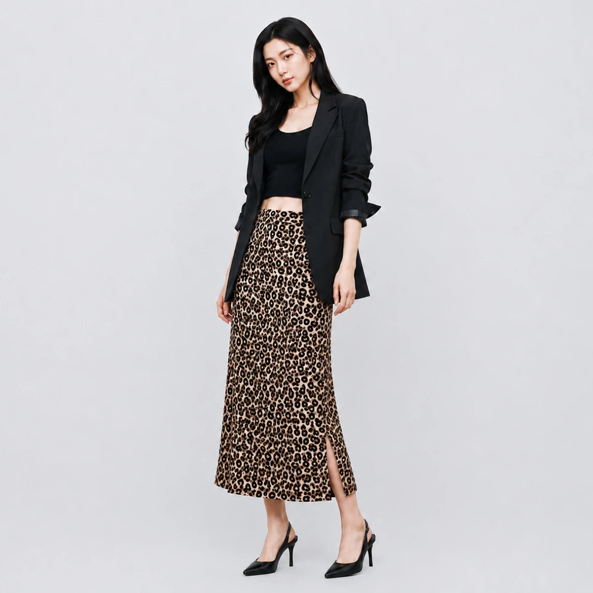 The AtG Leopard Tension Slit Skirt (2 Color)