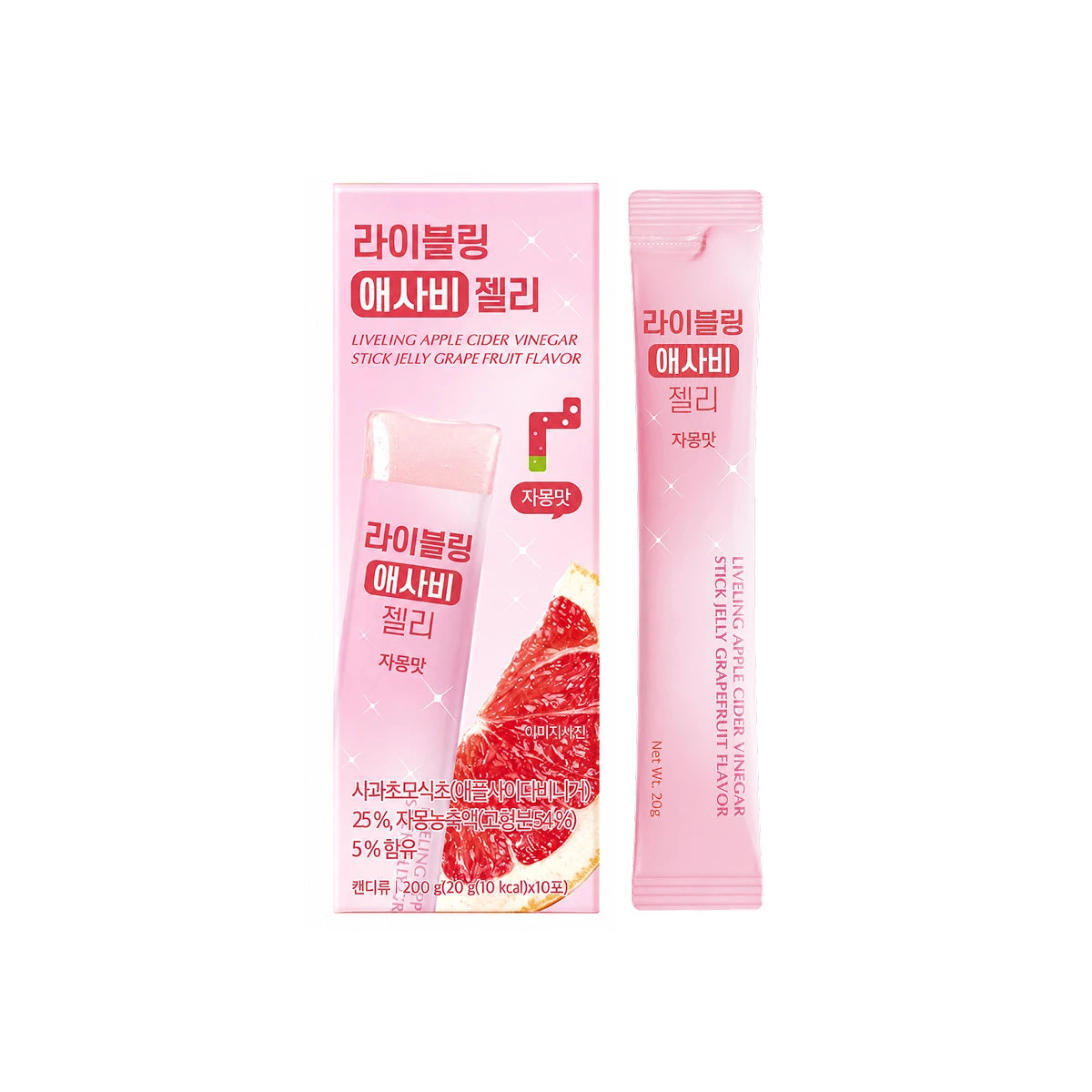 Liveling Apple Cider Vinegar Jelly Stick Grapefruit (20 g × 10 pcs)