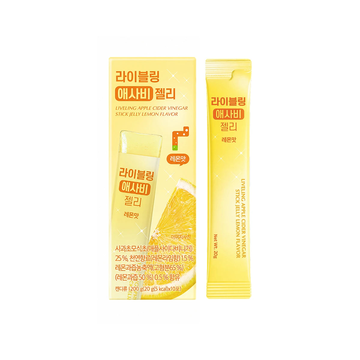 Liveling Apple Cider Vinegar Jelly Stick Lemon (20 g × 10 pcs)