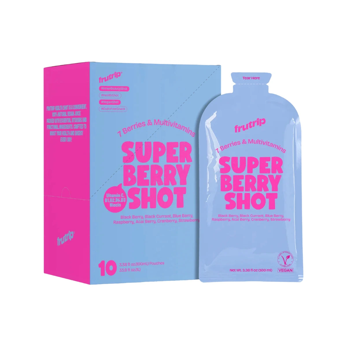 FRUTRIP Vegan Super Berry Shot- Multi-Vita 7 Berries Mix (100ml X 10 pouches/box)