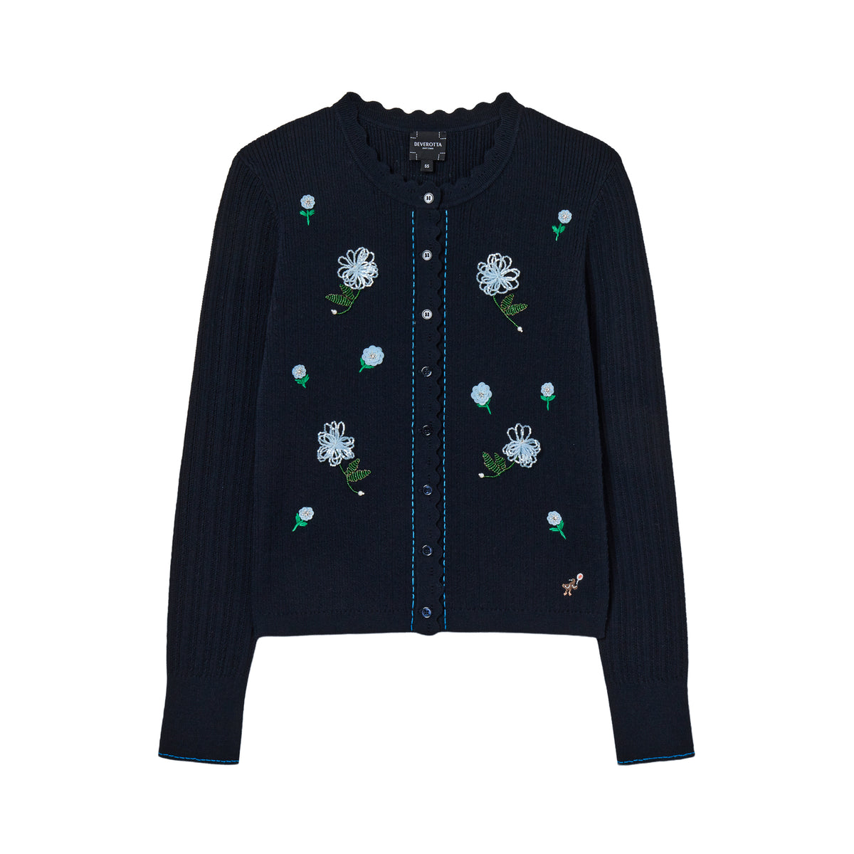 Deverotta Dodo Applique Flower Rib Cardigan