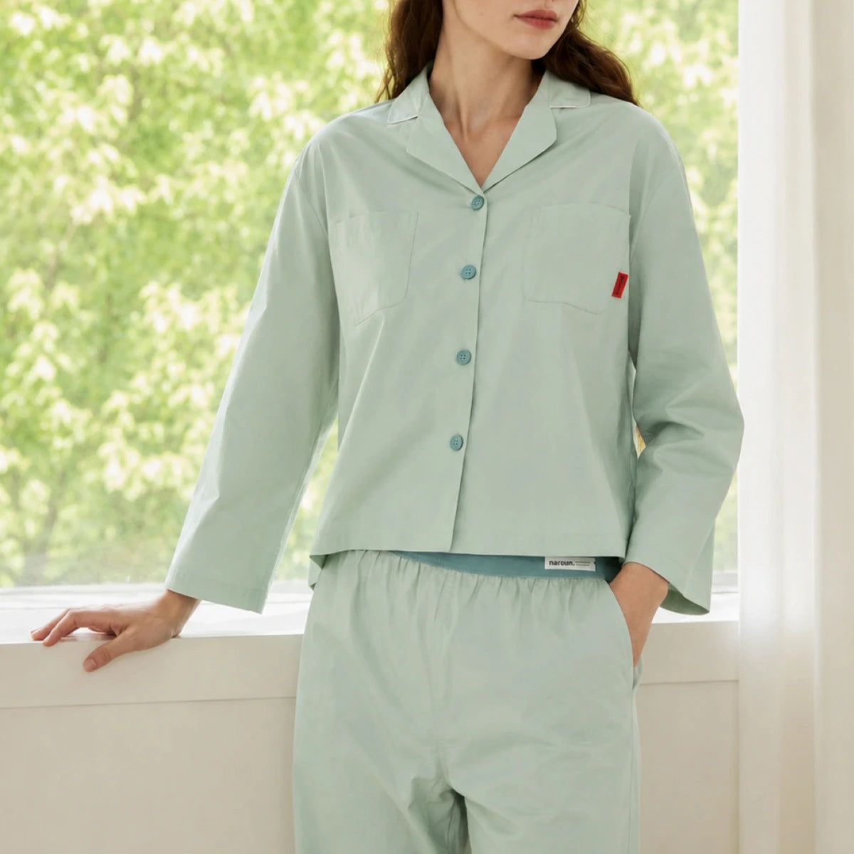 nareun Basic Long-Sleeve Pajama Set (Mint / FREE)