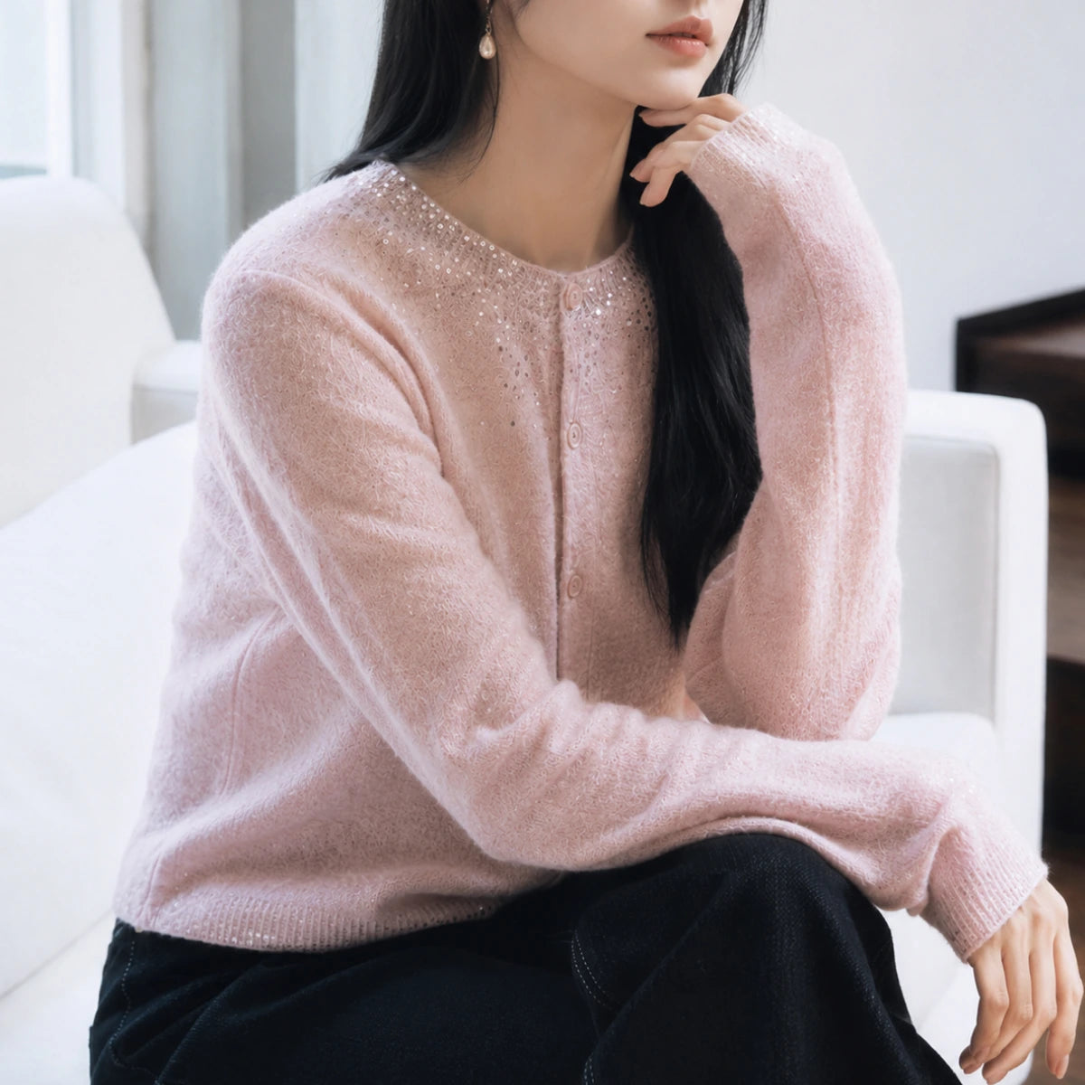 CelebShop edition Alpaca Blend Sequin Cardigan