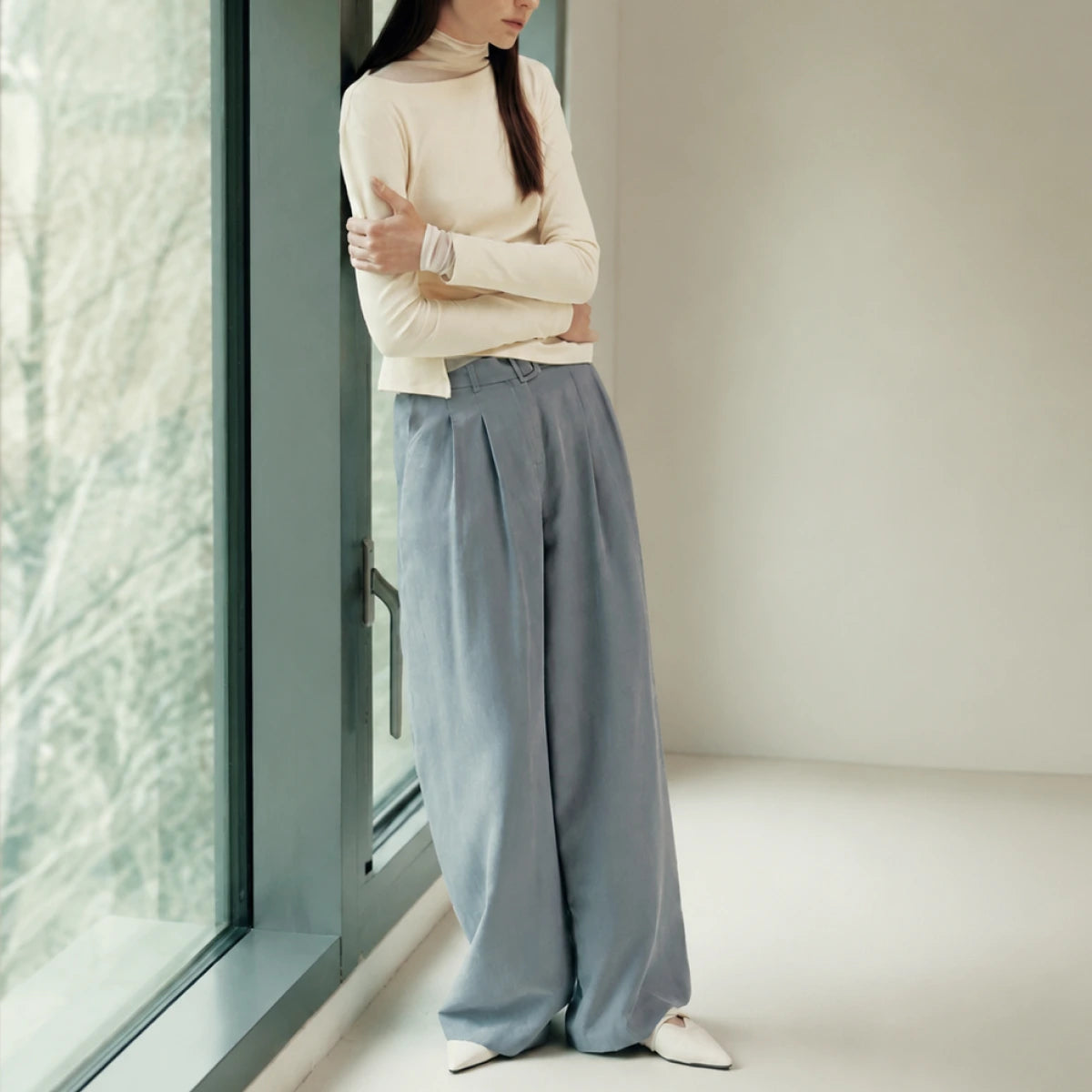 LENEDIFIE Bemberg Cupro Belted Pants