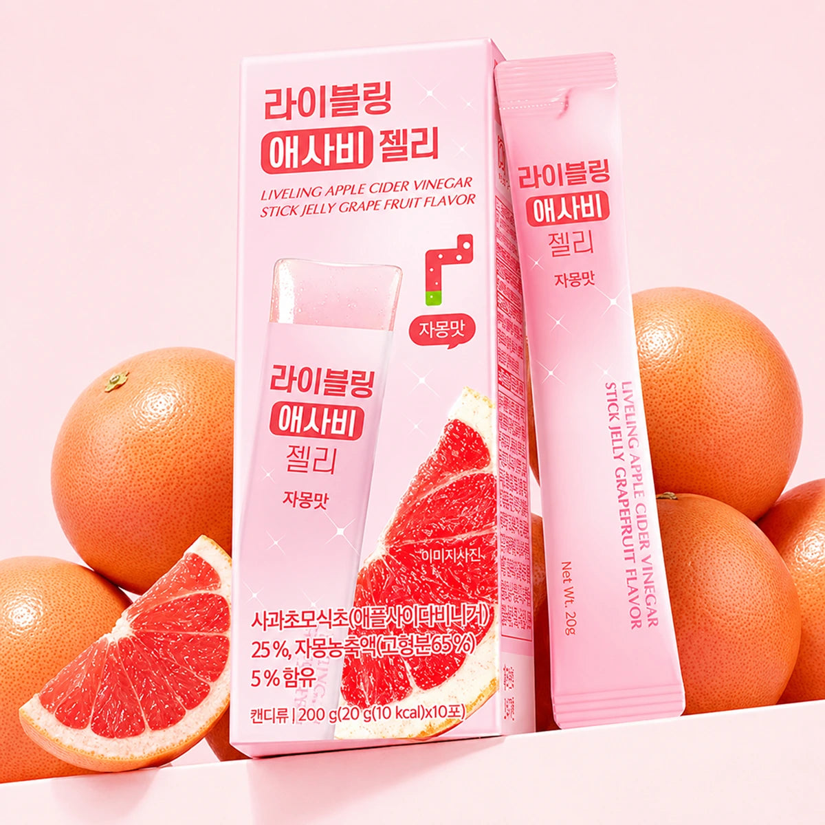 Liveling Apple Cider Vinegar Jelly Stick Grapefruit (20 g × 10 pcs)