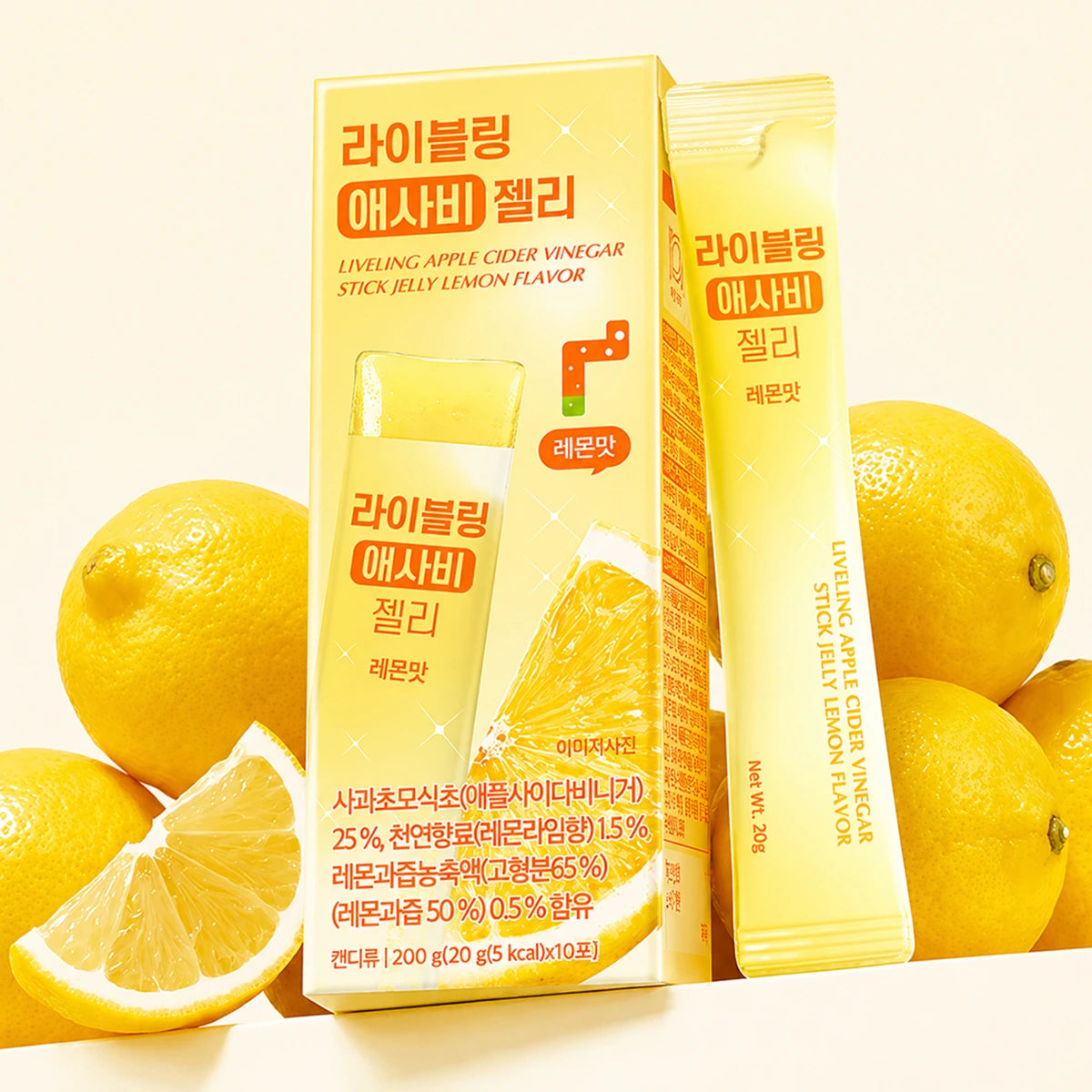 Liveling Apple Cider Vinegar Jelly Stick Lemon (20 g × 10 pcs)