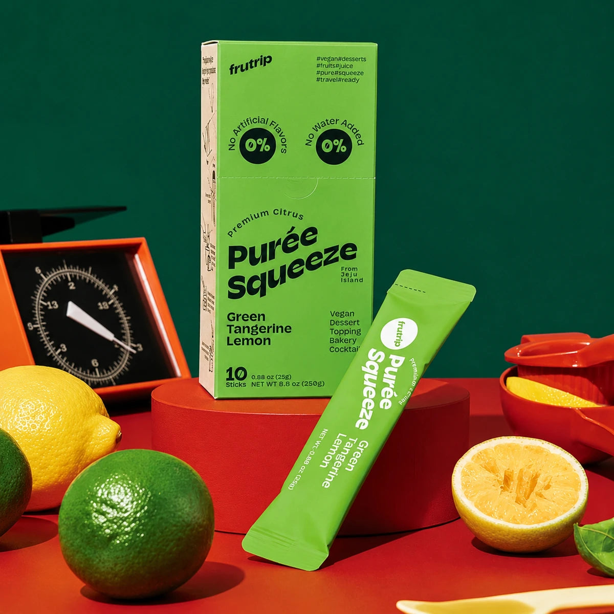 FRUTRIP Vegan Purée Squeeze Young Green Tangerine and Lemon (20g X 15 sticks/box)
