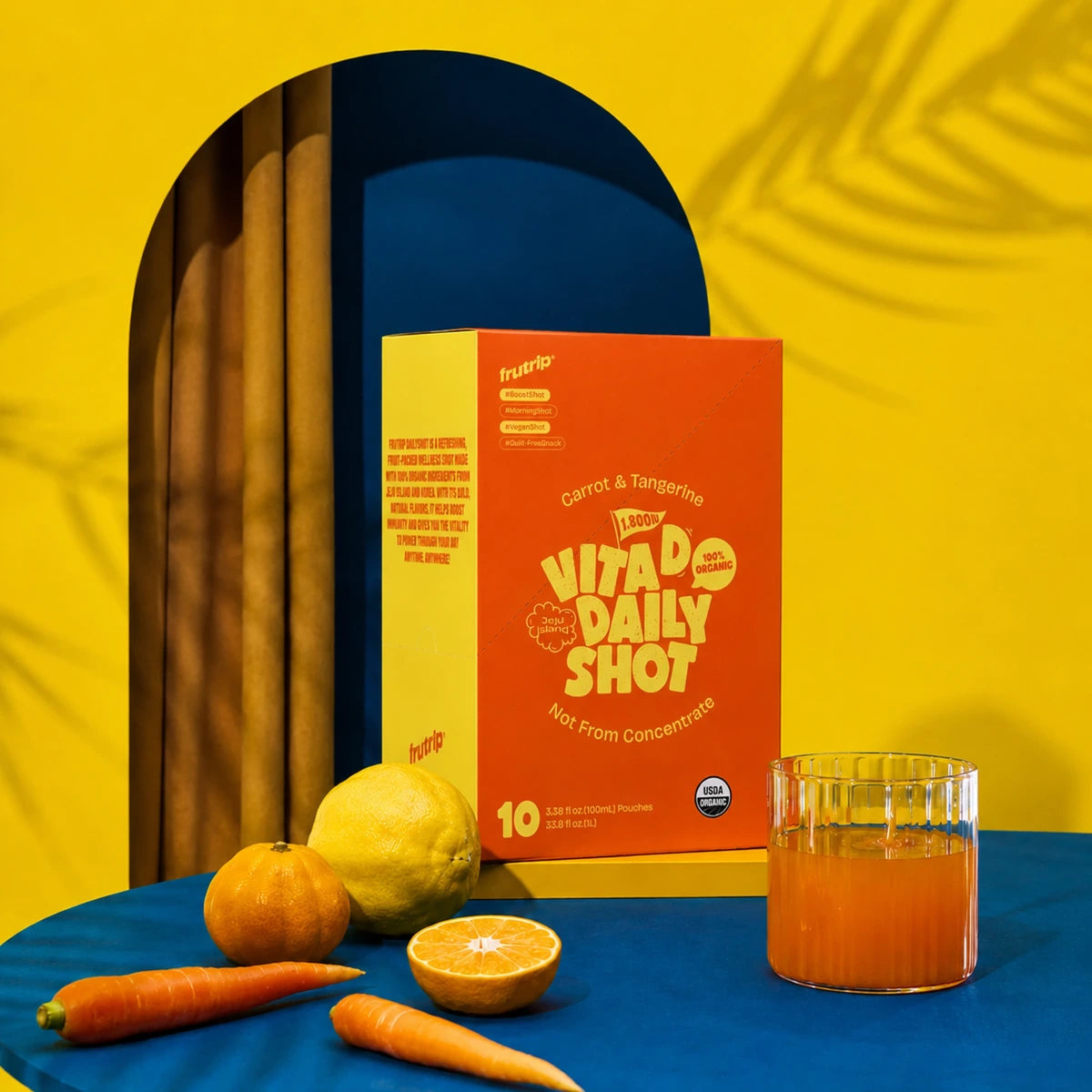 FRUTRIP Vegan Vita-D Daily Shot
- Carrot and Tangerine
(100ml X 10pouches /box)