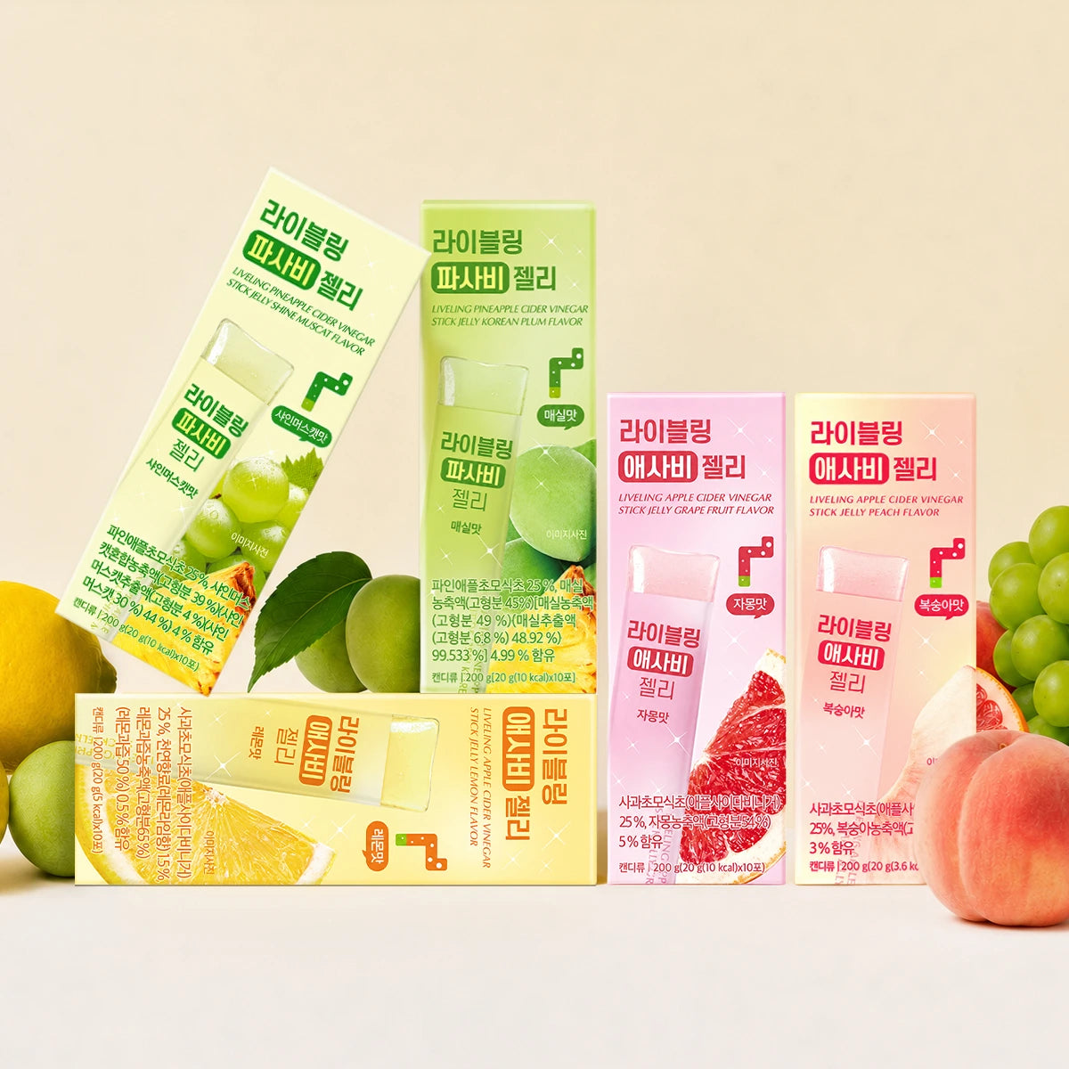 Liveling Apple Cider Vinegar Jelly Stick Grapefruit (20 g × 10 pcs)