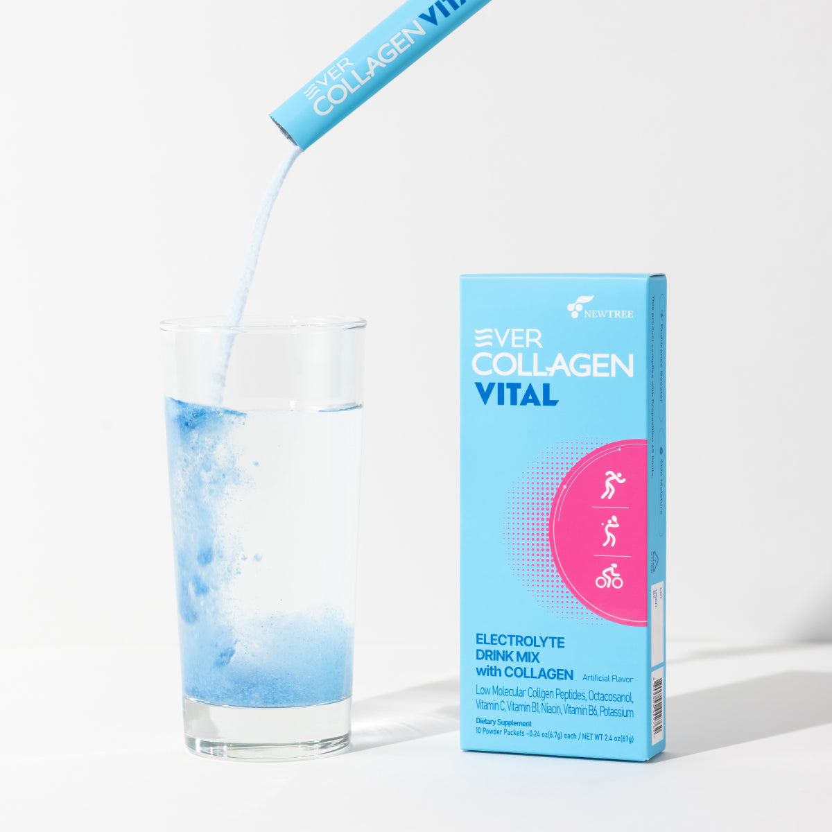 Ever Collagen Vital Electrolytes Drink Mix with Collagen, 6.7g x 10 Sticks