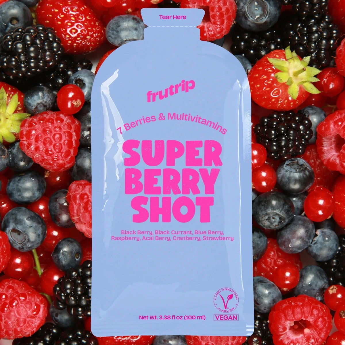 FRUTRIP Vegan Super Berry Shot- Multi-Vita 7 Berries Mix (100ml X 10 pouches/box)