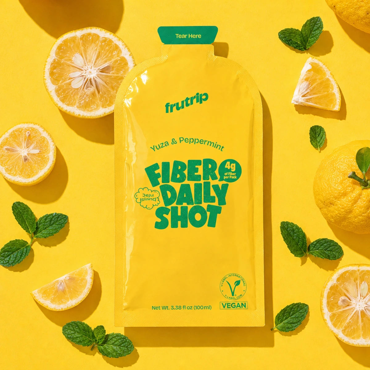FRUTRIP Vegan Fiber Daily Shot- Yuja and Mint (100ml X 10 pouches/box)