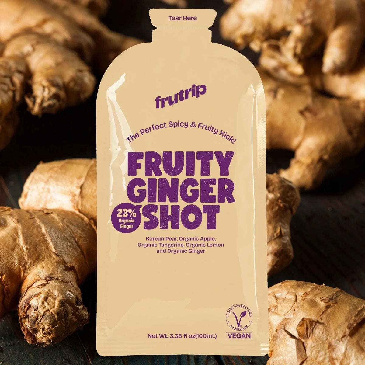 FRUTRIP Vegan Vitamin C Fruity Ginger Shot- Cocktail mixer for wine lovers (100ml X 10 pouches/box)