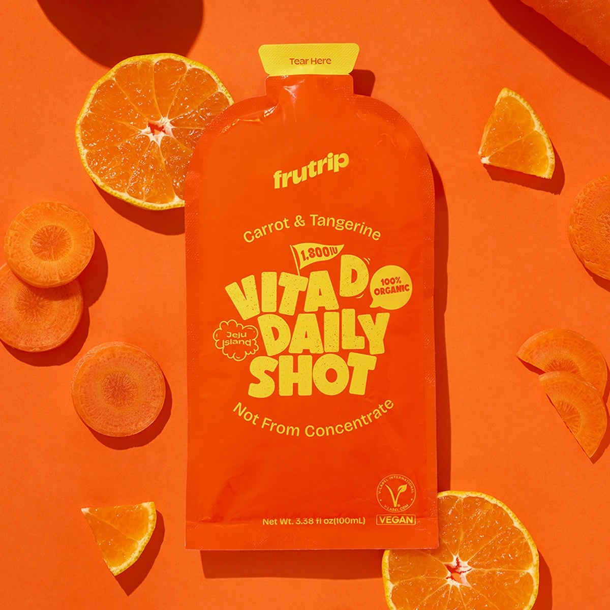 FRUTRIP Vegan Vita-D Daily Shot
- Carrot and Tangerine
(100ml X 10pouches /box)
