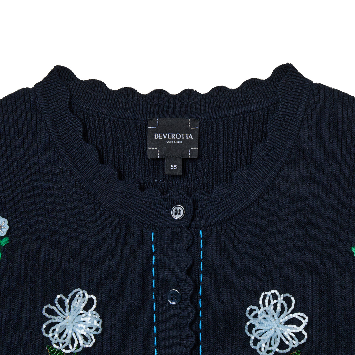 Deverotta Dodo Applique Flower Rib Cardigan