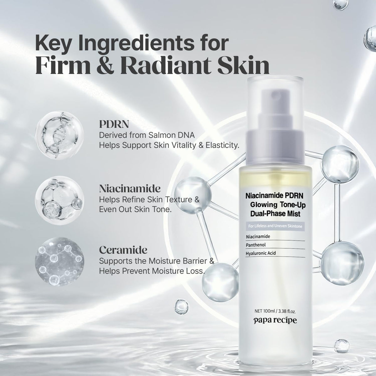 Papa Recipe Niacinamide PDRN Glowing Tone-Up Dual-Phase Mist 100 ml