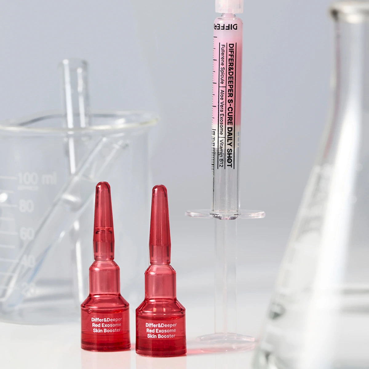 DIFFER&DEEPER S.O.S S Kit – S-Cure Daily Shot (2.5ml x 1ea) + Red Exosome Skin Booster (2ml x 2ea)