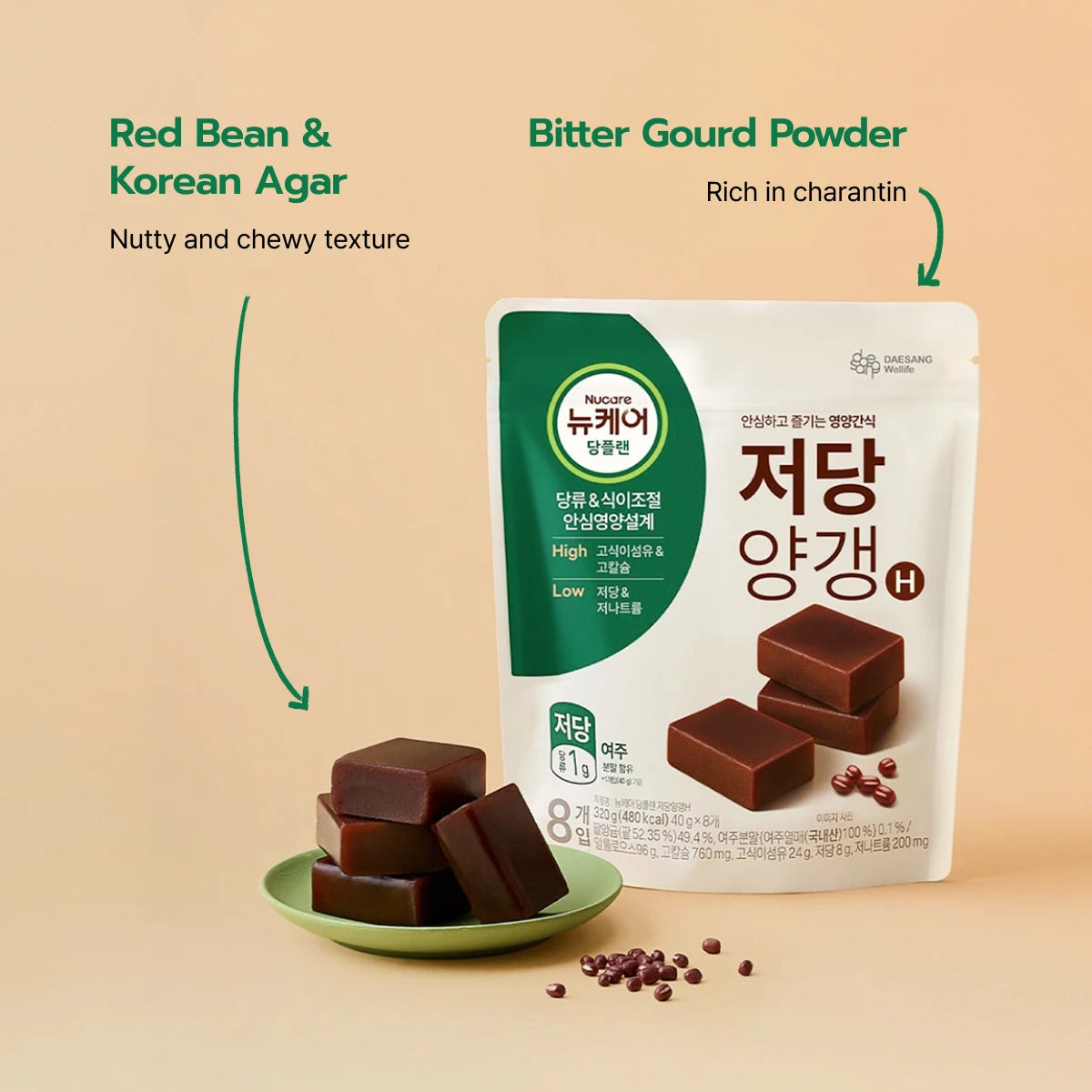 Nucare Low-Sugar Sweet Red Bean Jelly (2 Packs)