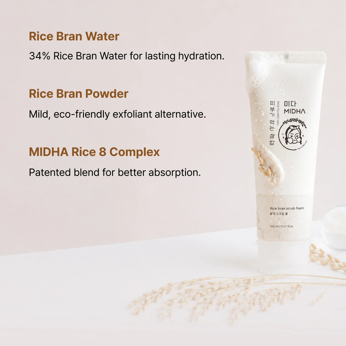 MIDHA Rice Bran Scrub Foam 70ml