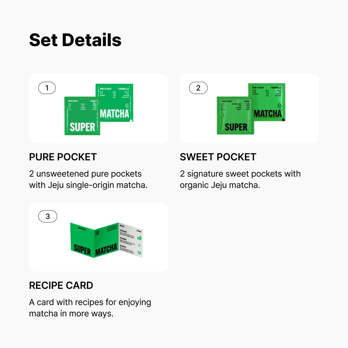 Super Matcha Pocket Trial Set (Pure Pocket x2, Sweet Pocket x2)