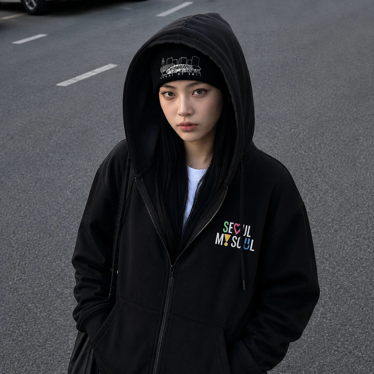 ENM X Seoul Seoul Hood Zip-Up Hoodie
