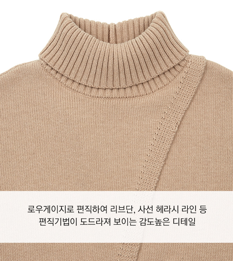 Celebshop Edition Slanted Slit Turtle neck Knit