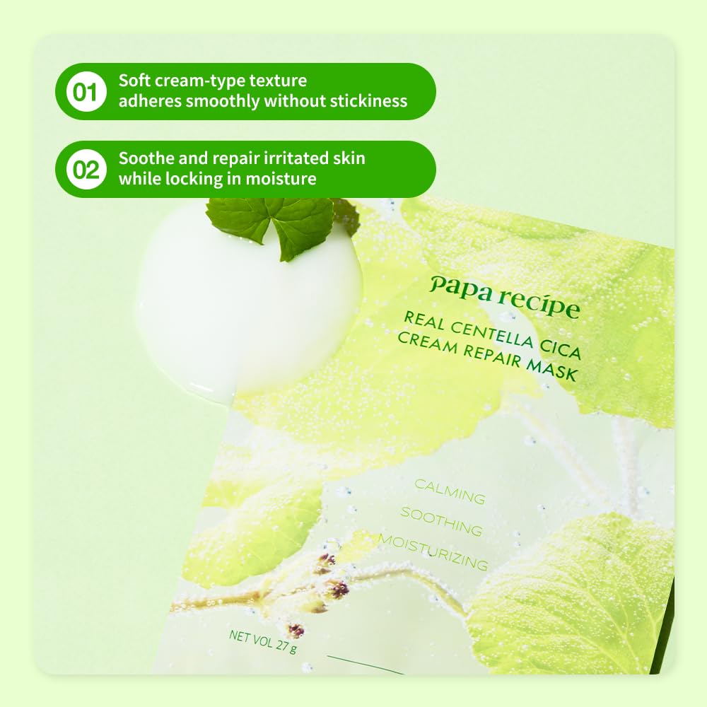 Papa Recipe Real Centella Cica Cream Repair Mask 10 Sheets