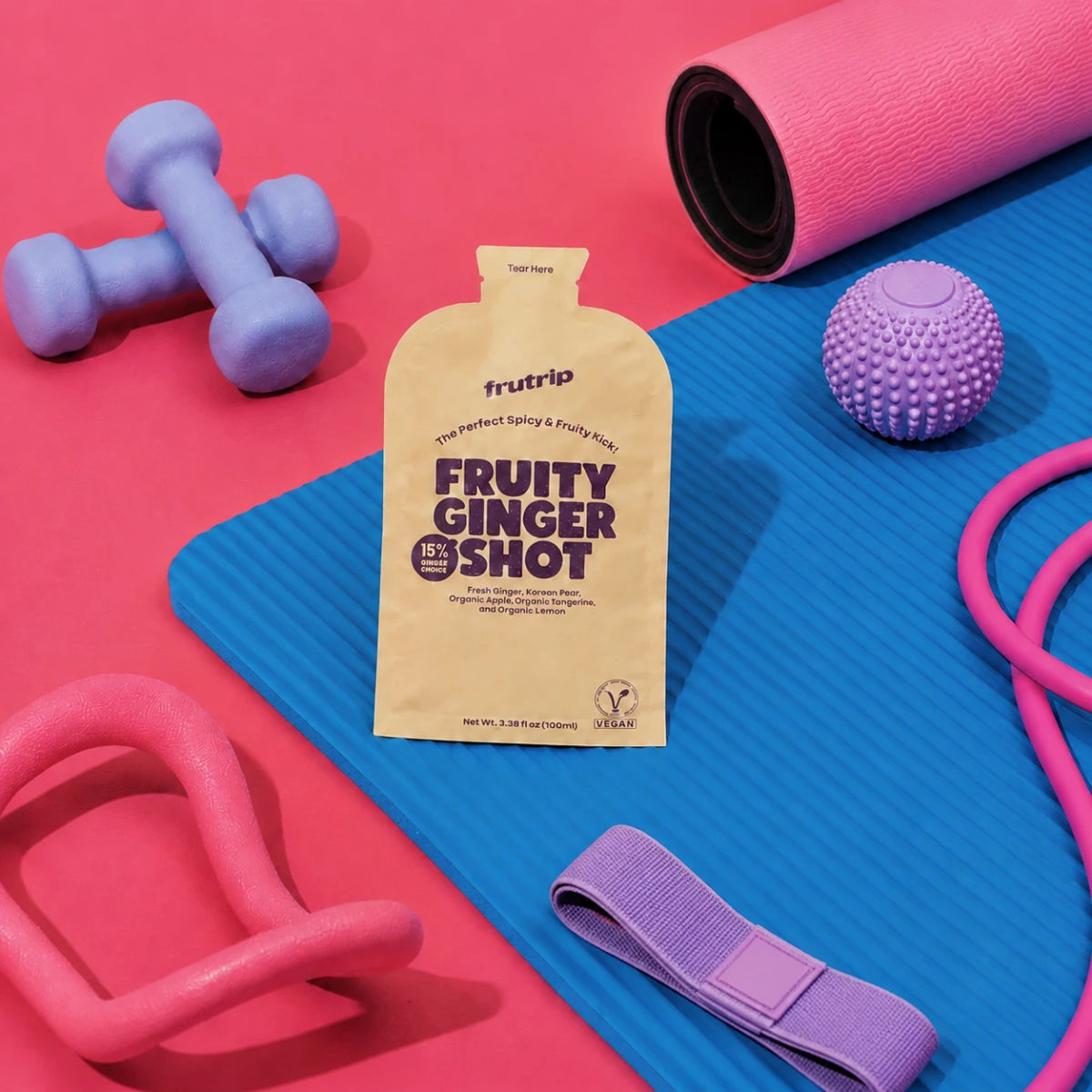 FRUTRIP Vegan Vitamin C Fruity Ginger Shot- Cocktail mixer for wine lovers (100ml X 10 pouches/box)