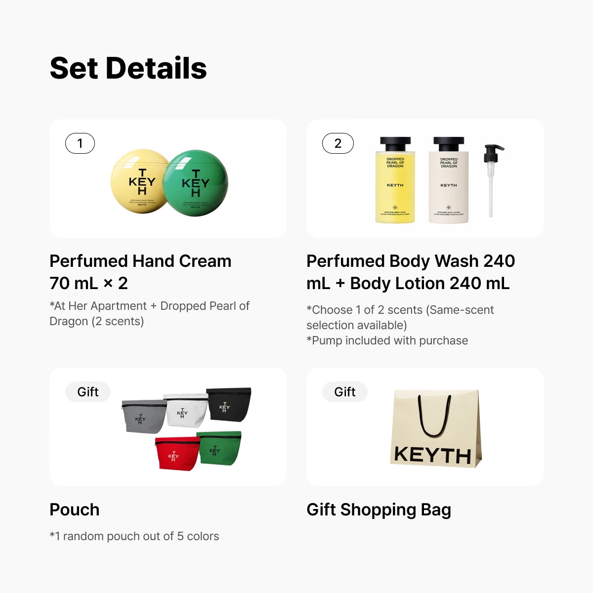 KEYTH Hand Cream Duo + Body Wash + Body Lotion Gift Set