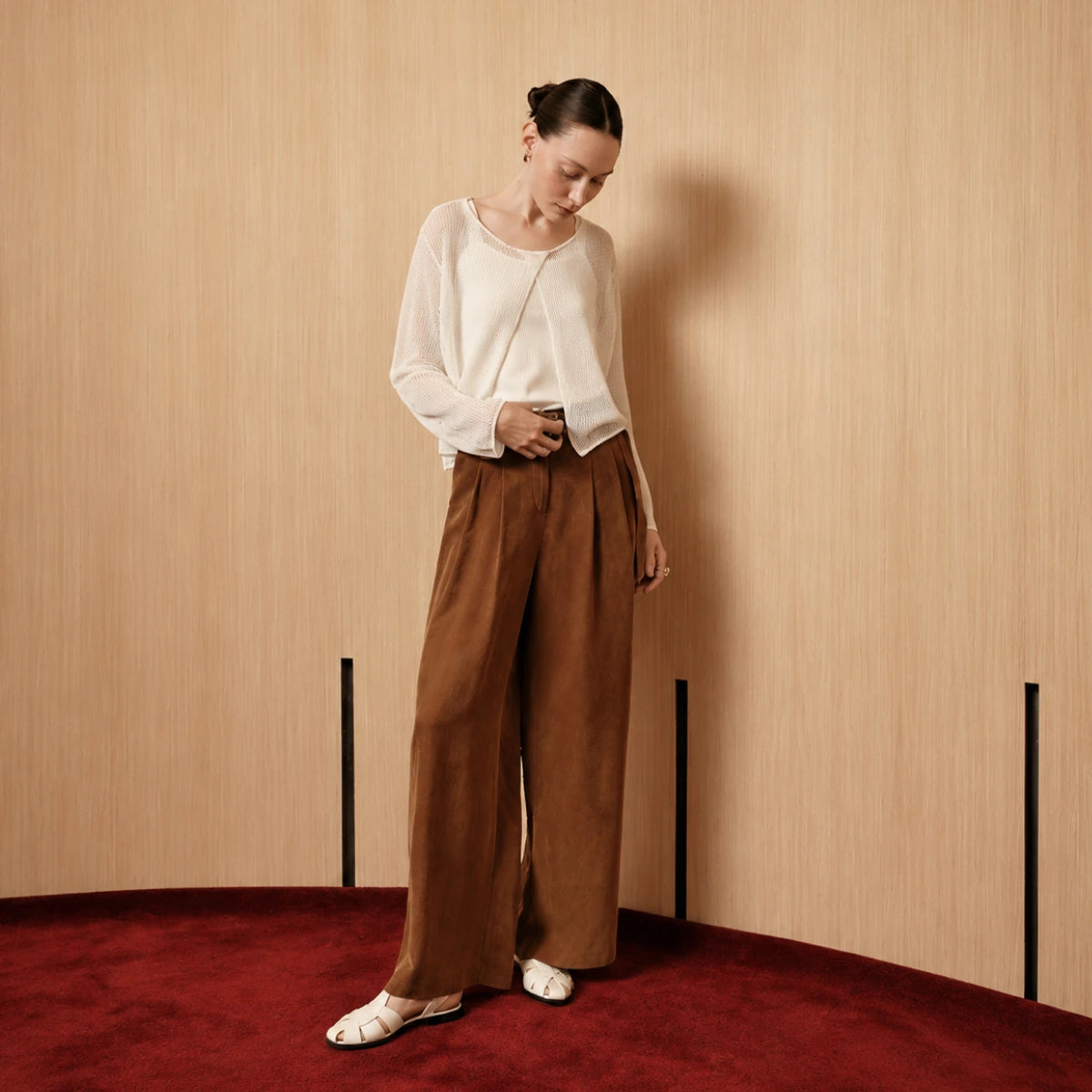 LENEDIFIE Bemberg Cupro Belted Pants