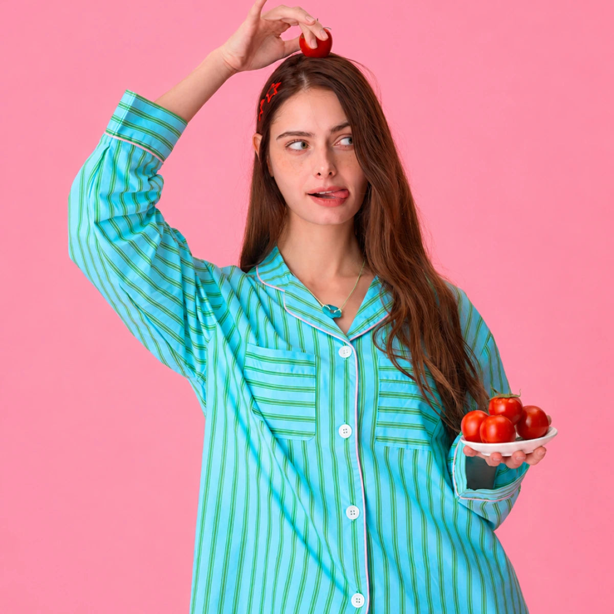 nareun Brezm Cotton Long Pajama Set