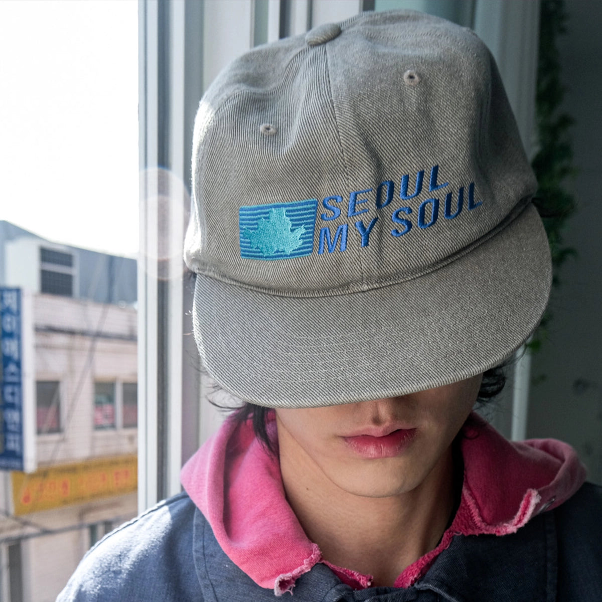 ENM X Seoul Vintage Washed Ball Cap (Beige)