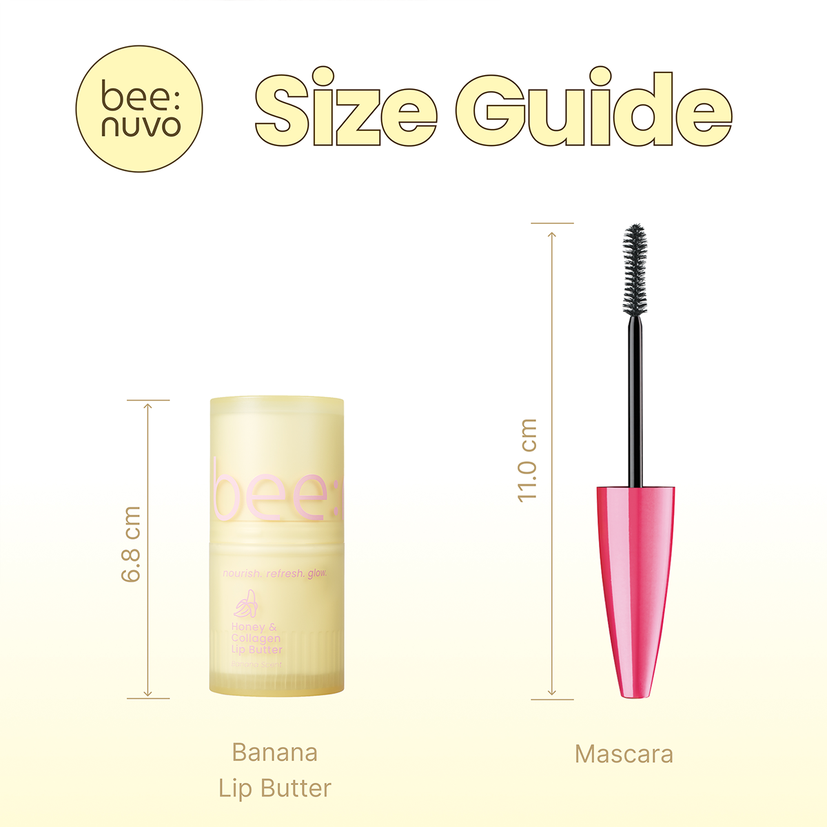 beenuvo Honey & Collagen Banana Lip Butter 4-Piece Gift Set (Lip Butter 13g + Pink Keychain + Mesh Pouch + Bee Plush Keychain)