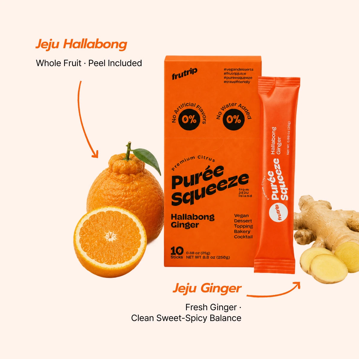 FRUTRIP Vegan Purée Squeeze- Hallabong and Ginger(20g X 15 sticks/box)