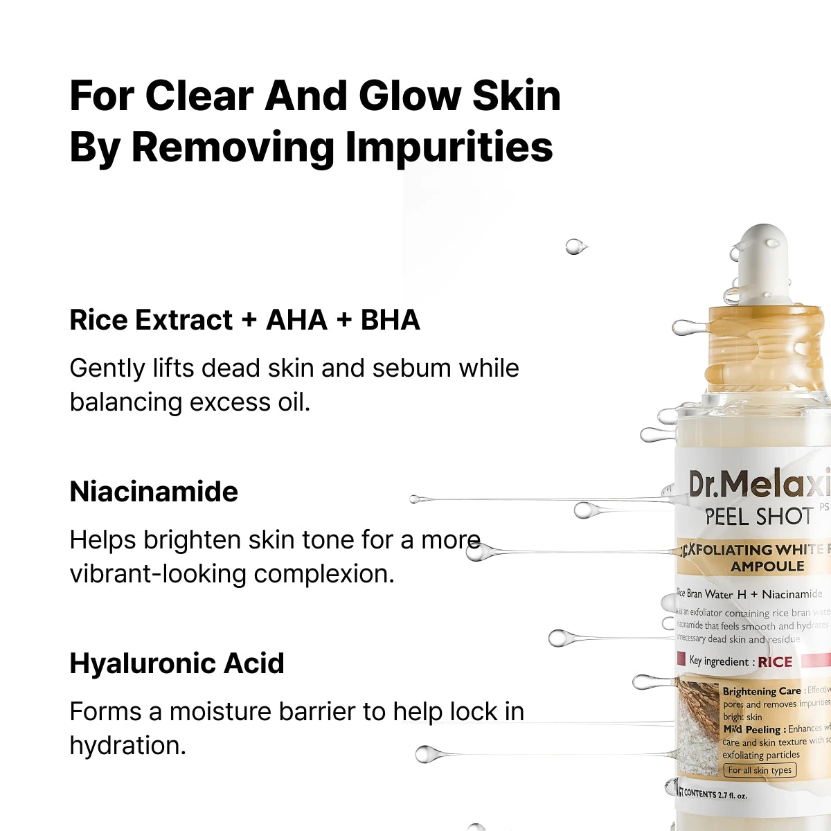 Dr. melaxin Peel Shot Exfoliating White Rice Ampoule