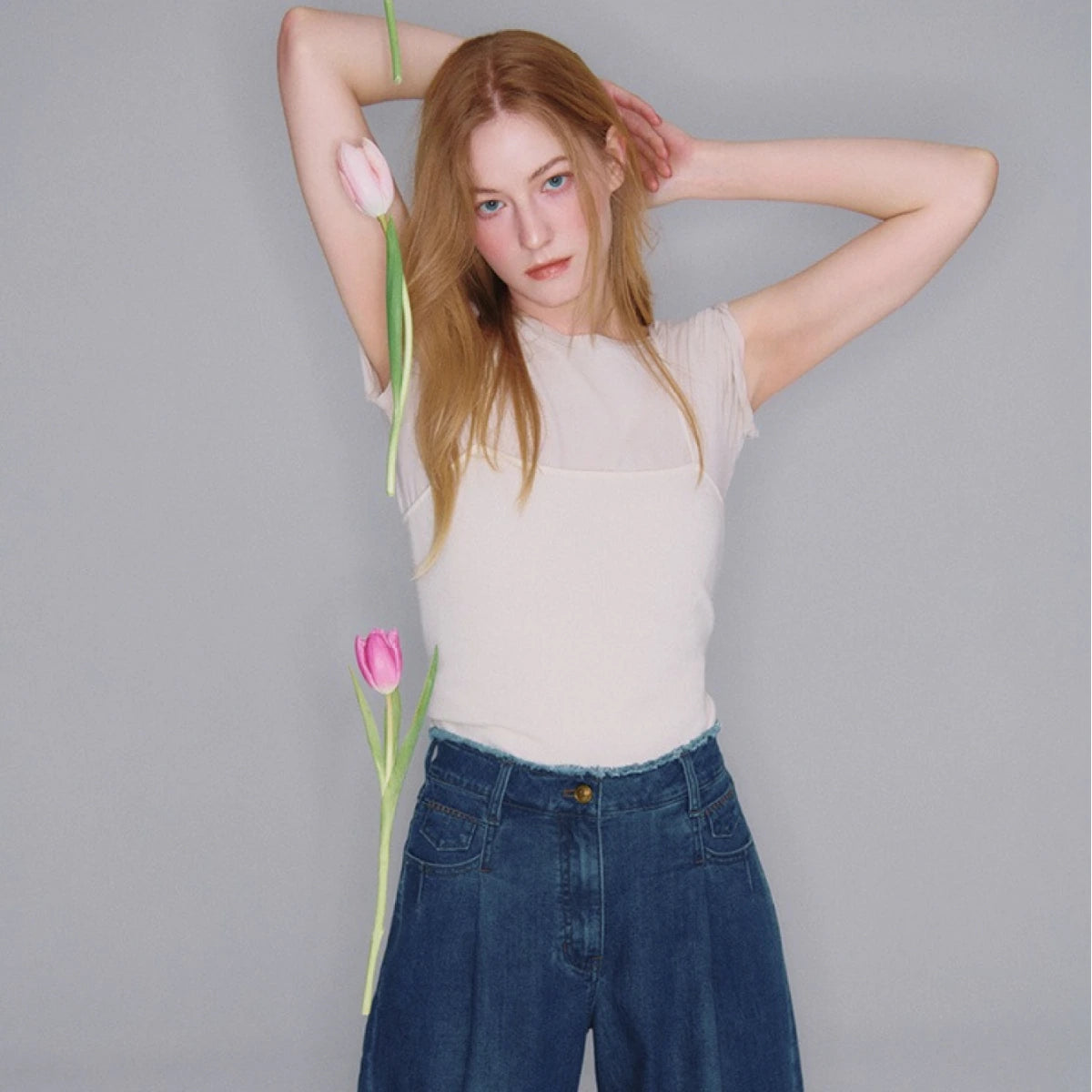 DEVEROTTA Dodo Bird Stitch Fringe Wide-Leg Denim Pants