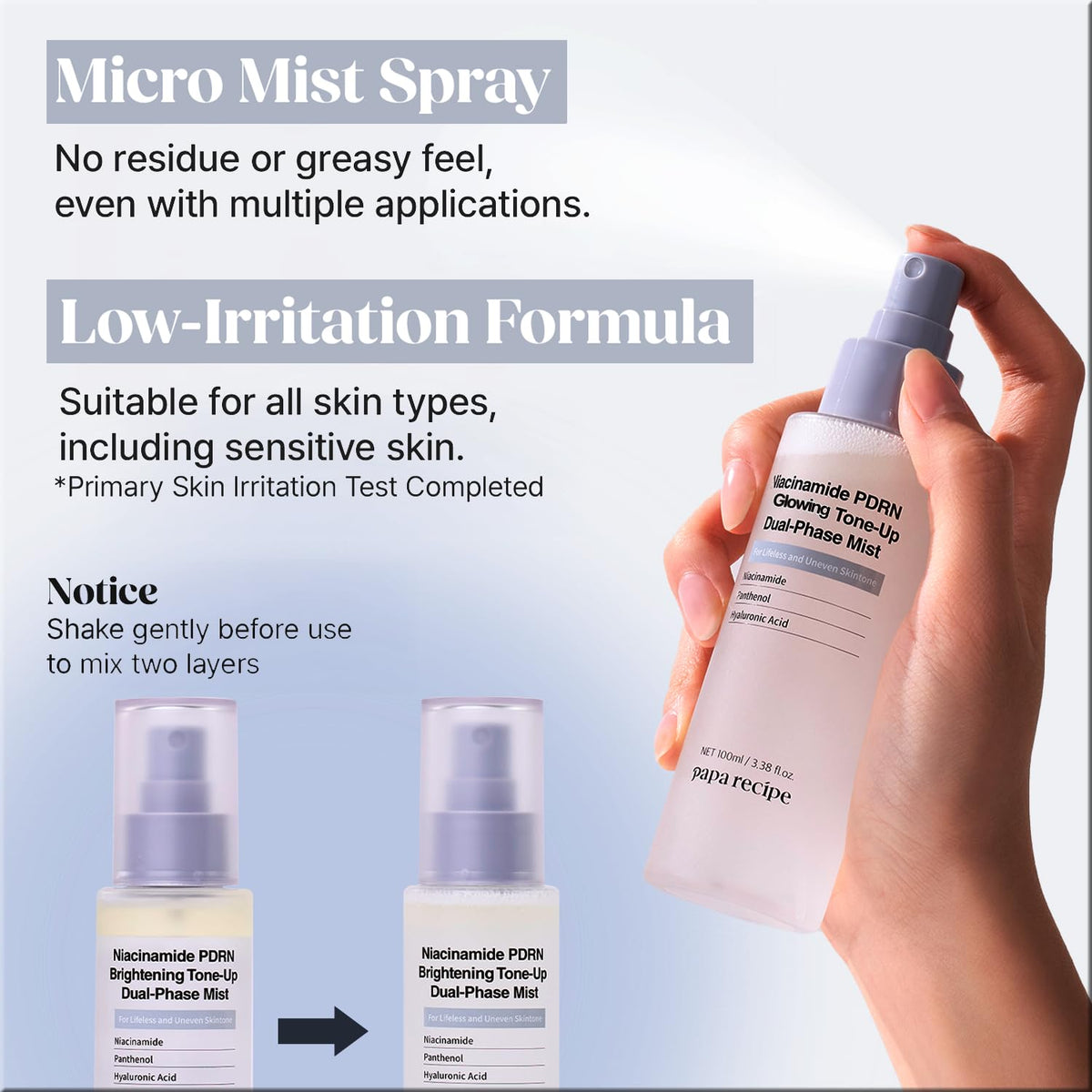 Papa Recipe Niacinamide PDRN Glowing Tone-Up Dual-Phase Mist 100 ml