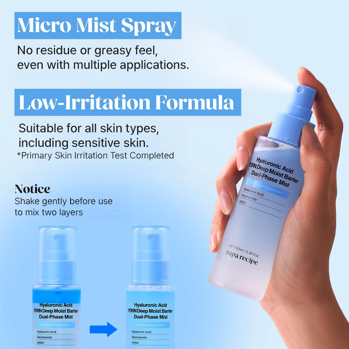 Papa Recipe Hyaluronic Acid PDRN Deep Moist Barrier Dual Phase Mist 100 ml