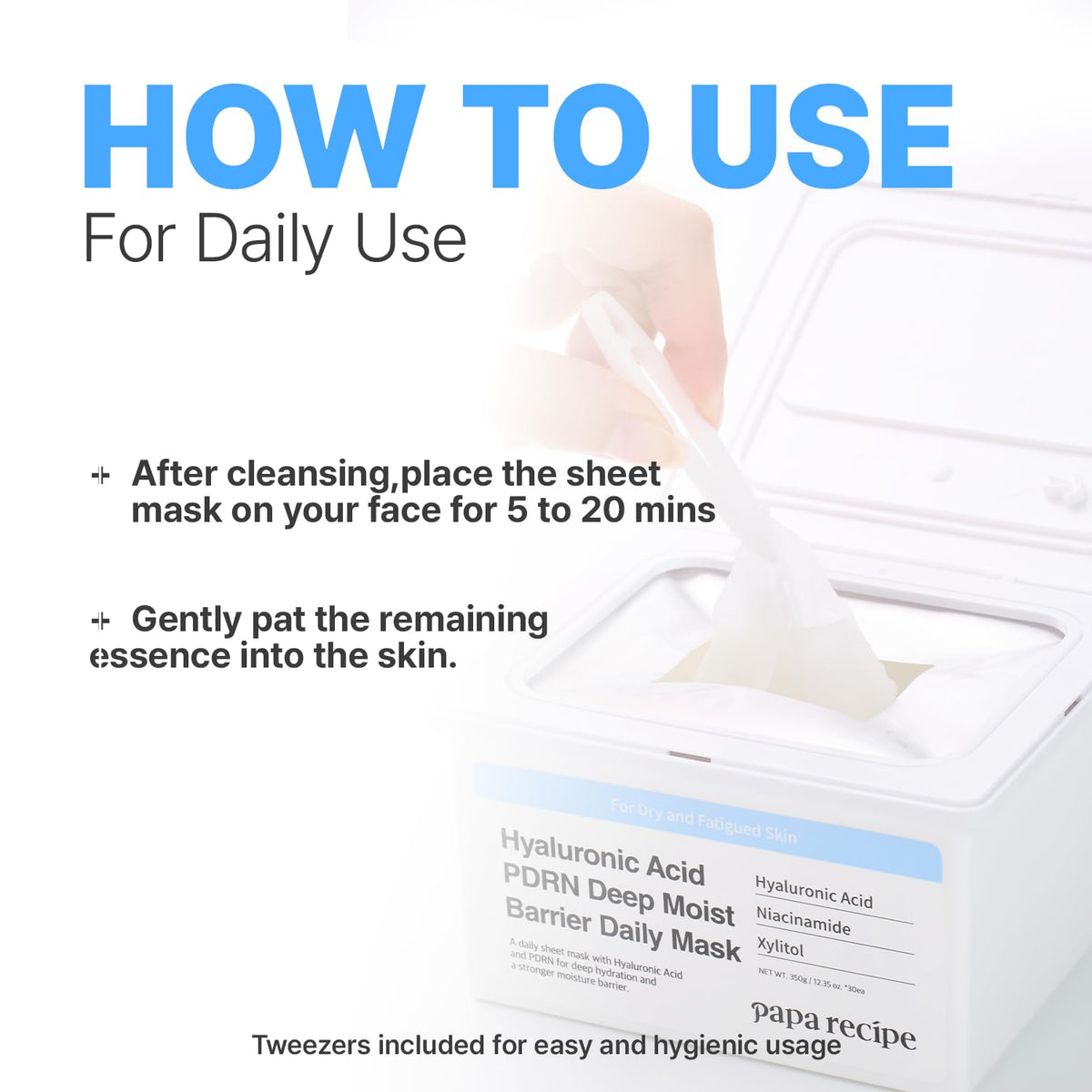 Papa Recipe Hyaluronic Acid PDRN Deep Moist Barrier Daily Mask 30 Sheets