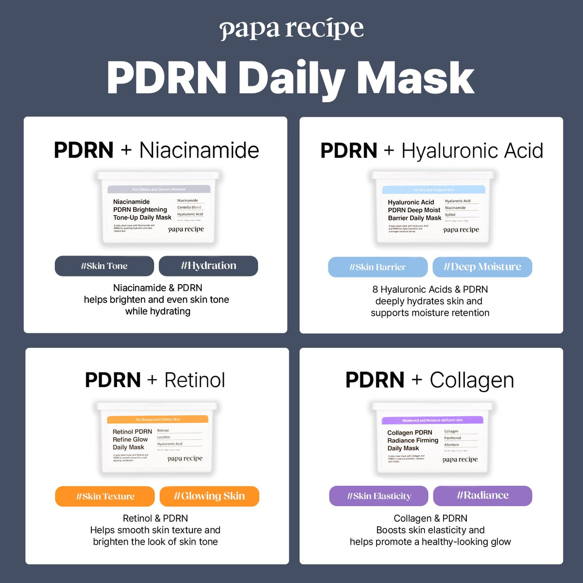 Papa Recipe Niacinamide PDRN Brightening Tone-Up Daily Mask 30 Sheets