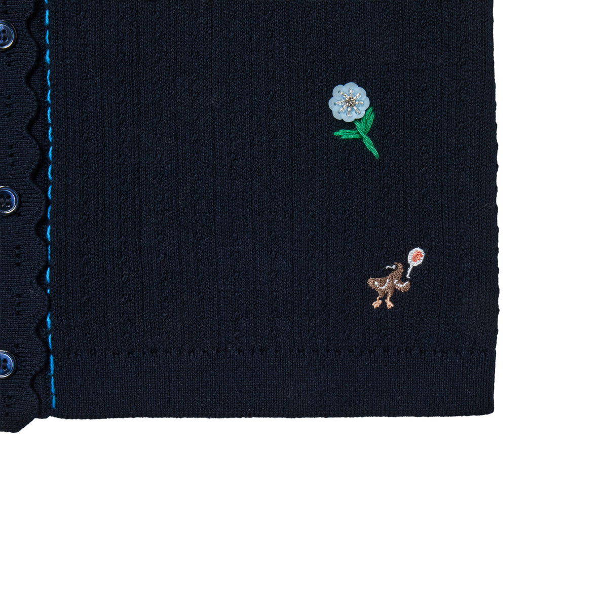 Deverotta Dodo Applique Flower Rib Cardigan