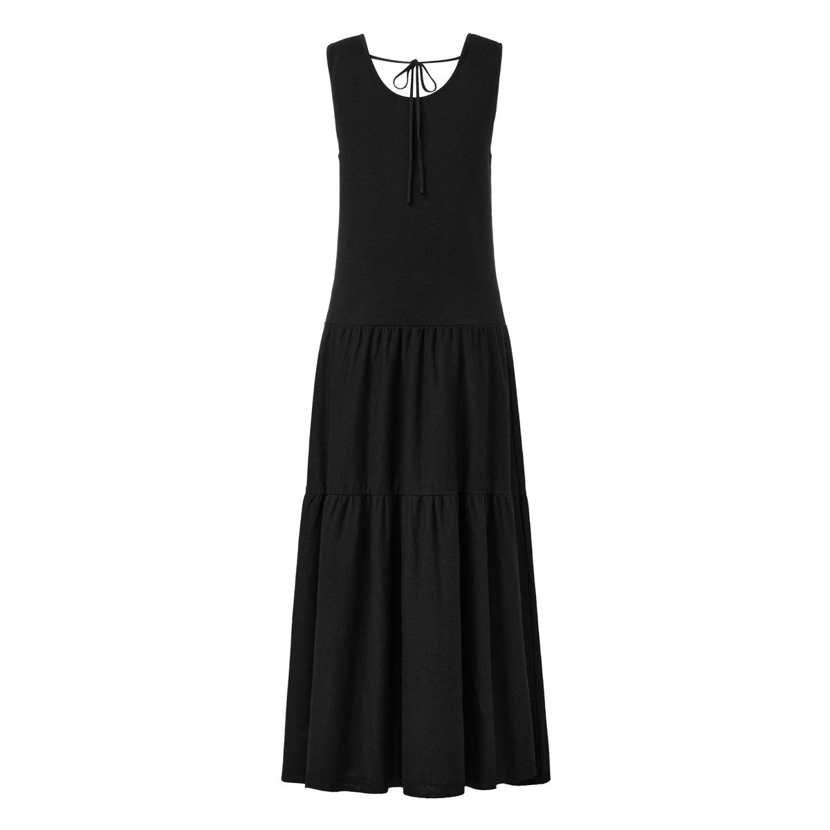 Addaboah Linen Blended Tiered Long Dress