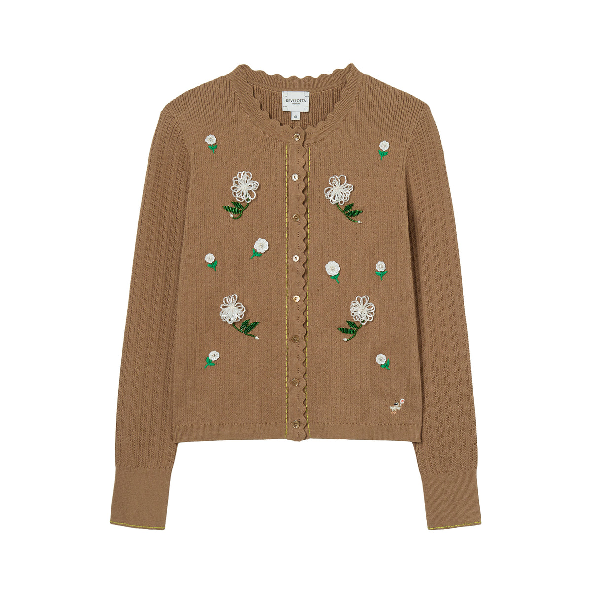 Deverotta Dodo Applique Flower Rib Cardigan