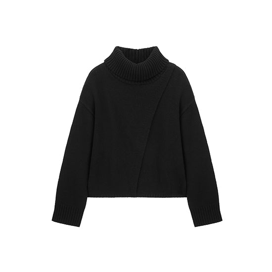Celebshop Edition Slanted Slit Turtle neck Knit