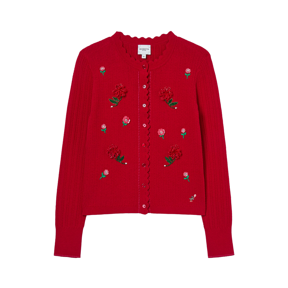 Deverotta Dodo Applique Flower Rib Cardigan