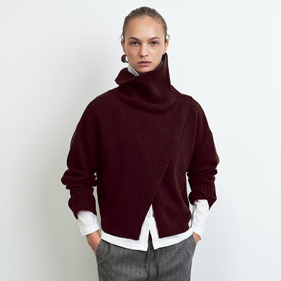 Celebshop Edition Slanted Slit Turtle neck Knit